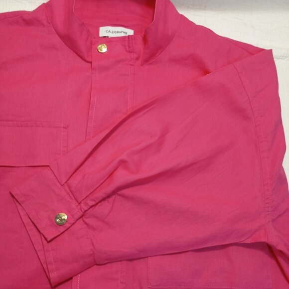 Calligraphie By Anthropologie Lightweight Jacket Women Pink & Snap Cuffs Sz M - Picture 14 of 16